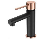 Imex Milos BDYS045-1NOR grifo monomando para lavabo de latón con discos de cerámica en color negro y oro rosa
