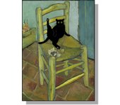 Famous Paintings Mona Lisa Starry Night With Funny Black Cat Poster Canvas Painting Sunflower Reproduction Wall Art Home Decor