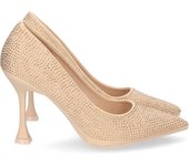 Davinia Shoes Zapato de Tacon Fino para Mujer, Comodo, Estilo Salon, con Strass, Punta Fina, Otoño Invierno 2022 Shoes&Blues.es 2A-2076-Oro