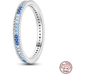 Trendy Sunflower Ring For Women 925 Sterling Silver Double Layered Wishing Bone Blue Zircon Ring Exquisite Wedding Party Jewelry