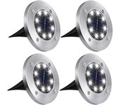 Pack De 4 Lámparas Solares Para Piso Exterior Luces De Jardín Chimenea En El Suelo Con 8 LED Luz Solar Disco Luz Solar Para El Paisaje