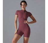 Yoga Set Women's Jumpsuits One-Piece Suit Zipper Short Sleeve Gym Push Up Workout Clothes Fitness Bodysuit Sportswear Tracksuit