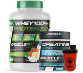 Pack Whey 100% Protein 2000g + Creatina 300g MuscleFIt + Shaker (regalo)  MUSCLECULT│Aumento Muscular