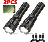 P200 Super Powerful LED Flashlight Zoom Tactical Torch Built-in Battery USB Rechargeable Waterproof Lamp Ultra Bright Lantern