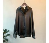 Plus Size Casual Office Women Silk Shirts Fall Long Sleeve Button-Down Shirts Women's Elegant Tops Office Women's Acetate Shirts