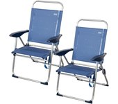 Aktive - Pack 2 sillas de playa plegables, 65x60x38/96 cm, aluminio y textileno, 4 posiciones, respaldo reclinable, antivuelco, color azul, modelo La Palma