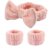 Bow Headband Wristband Set Towel Elastic Soft Washing Face Shower Make Up Yoga Sports Skincare Headband For Women Girls