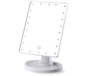 Espejo de maquillaje con luces, 22 luces LED, doble fuente de alimentación, rotación de 180°, espejo cosmético portátil