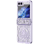 Luxury Electroplated Mechanics Pattern Surface Phone Case for Samsung Galaxy Z Flip 6 5 4 3 PC Shockproof Hinge Protective Cover