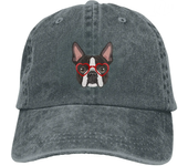 Denim Cap Boston Terrier Dog Baseball Dad Cap Classic Washed 100% Cotton Adjustable Casual Sports for Men Women Hat