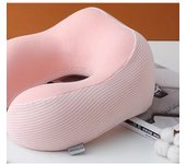 Almohada en forma de U de espuma viscoelástica para el cuello, con diseño de rayos ,cojín cervical portátil de viaje con botón. puede almacenar almohadas de coche y avión