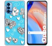 Tumundosmartphone Funda Gel Tpu para Oppo Reno 4 5G diseño Mariposas Dibujos