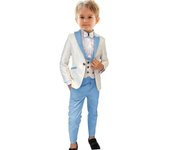 Formal Boy's 3-Piece Suit Set (Jacket+Vest+Pants) Paisley Slim Fit Classy Kids Tuxedo Toddler Dresswear Wedding Ring Bearer