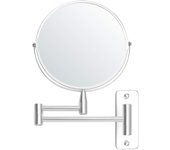 Espejo de superficie extensible y giratorio 360 ° con AUMENTO DE 5X, 22x20,7 cm, de Maple inoxidable, de doble cara, para maquillaje y suministro.