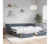 vidaXL Sofá cama nido con cajones terciopelo gris oscuro 90x200 cm