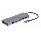 Gembird A-CM-COMBO5-05 Adaptador multipuerto USB Type-C 5 en 1 (Hub + HDMI + PD + lector de tarjetas + LAN)