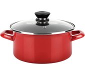 FAGOR Optimax Cacerola 18cm Inducción Acero Esmaltado, Antiadherente Ecológico sin PFOA, Vitrocerámica, Gas, , Rojo