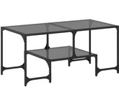 vidaXL Mesa de centro superficie de vidrio acero 98,5x50x45 cm Transparente, Negro, Mesita de Salón o Comedor o Auxiliar Mesa de Café Meuble Salón