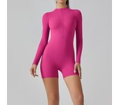 Zipper Tracksuit Set Women Yoga Jumpsuit Stand Collar Half Long Sleeved High Waist Butt Lift Fitness Sports Bodysuit Leggings