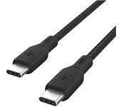 Cable USB Tipo C a USB-C Belkin, Power Delivery de 100 W, Certificación USB-IF 2.0, Exterior de Nailon con Doble Trenzado, Compatible con Ipad Pro, Macbook, Galaxy, 2 M, Negro