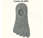 5 Pairs No Show Socks Women Non-slip Cotton Toe Socks with Separate Fingers Cute Dots Five Finger Slipper Socks Invisible
