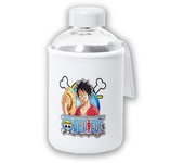 MERCHANDMANIA BIDON CRISTAL CON FUNDA SOFT SHELL logo one piece Luffy personaje accion transformacion gear tapon seguridad botella