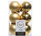 Caja de 12 Bolas Doradas Decorativas para árbol de Navidad EDM 71869 - Adornos Navideños