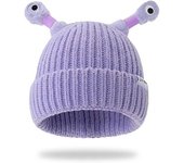 Gorro de punto de invierno con un bonito y luminoso monstruo para padres e hijos, gorro de punto de invierno con un divertido monstruo luminoso