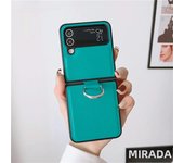 For Samsung Galaxy Z Flip 5 4 3 Phone Case Luxury Pu Leather Hard Plastic Back Cover5G Case with Ring