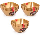 Plastic Forte - Juego de 12 Boles Cuadrados de 0.18L Reutilizables. Ideal Fiestas. Dorado