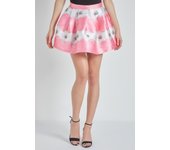 SINTY - Falda Mini Satinada Estampada con Efecto Vuelo - SI-290053