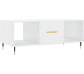 vidaXL Mesa de centro madera contrachapada 102x50x40 cm Blanco, Negro, Blanco brillante Mesita de Salón o Comedor o Auxiliar Mesa de Café Meuble Salón