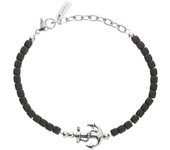 BREIL MAST - Pulsera de Hombre en Acero y Hematita Mate - Talla 22.5 - Joyería