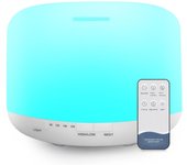 500ml difusor de Aceites Esenciales, sin BPA humidificador ultrasónico con Mando a Distancia Y 7 Diferentes Luces cambiantes - Apagado Automático sin Agua,Blanco
