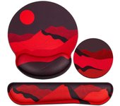 Mouse Pad with Wrist Rest Set,Qomolama 3-in-1 Wrist Support Mouse Pad Set,Gaming Mouse Pad with Anti-Skid Base,Ergonomic Mouse Pad,Memory Foam Keyboard Gel Wrist Rest