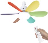 Ventilador de techo 52cm con luz y mando a distancia, ventilador de techo silencioso, base E27 40 W, 6 aspas, 3 velocidades, luz fría/neutra/cálida, apto para dormitorio, salón