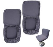 Lot de 2 housses pour tabourets de bar gris foncé avec housse de dossier extensible pour chaise de salle à manger pivotante cour
