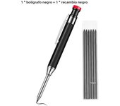 Metal Solid Carpenter Pencil Mechanical Pencil Set Built-in Pencil Sharpener with Refill Leads Deep Hole Drawing Marking Tools