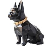 Estatua de Bulldog Francés, decoración de escultura de resina para estantes, estatua de perro, caja de almacenamiento de monedas, almacenamiento de escritorio y decoración del espacio, rosa