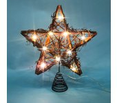 Adorno para árbol de Navidad en forma de estrella, de ratán rústico natural, de 10 pulgadas, para decoración navideña de granja y temporada festiva.