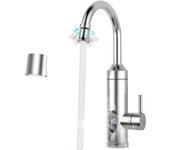 MSYLF Grifo Calentador de agua eléctrico de 230 V, grifo eléctrico de acero inoxidable con indicador de temperatura legible LED para cocina de camping, autocaravana, cocina, garaje, pasillo, grifo con [Clase de eficiencia energética A]