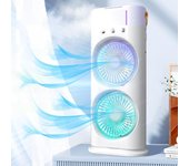 Ventilador de mesa portátil para aire acondicionado, ventilador oscilante de doble cabezal con opción de 3 velocidades, circulación de aire dual, oscilación de 90°, ventilador de mesa silencioso personal para dormitorio, oficina en casa