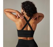 SSITO Sujetador de Yoga sin costura para Mujer, Top short Deportivo with neumáticos anchos y espalda Cruzada, Chaleco Deportivo para Gimnasio, Top Liso para entrenamiento y Correr