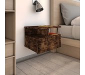 Mesita de noche flotante 2 uds madera roble ahumado 40x31x27 cm