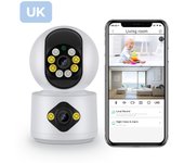 Cámara de vigilancia interior inalámbrica de 4Mp, cámara IP inteligente de doble lente, monitor completo para mascotas HD 2k + tarjeta SD de 32G