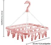 Rack De Secado De Ropa Con 32 Clip / 8 Clips Para Calcetines Y Ropa Interior Plegable Y Extensible Material PP