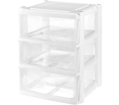 COM-FORT HOUSE Cajonera de Plástico Apilable para Almacenaje - Big - Blanco - 3 cajones