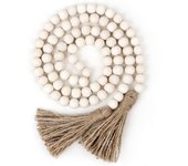 Guirnalda de cuentes de Madera con borlas, cuentes de Granja, decoración del país, Bohemias de oración, decoración