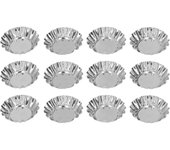 Juego de 12 moldes para tartas de huevo, mini moldes redondos para magdalenas, de acero inoxidable, para hornear