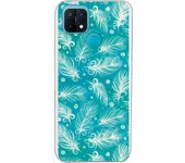 Funda compatible con Oppo A15 - Patron plumas blancas con fondo